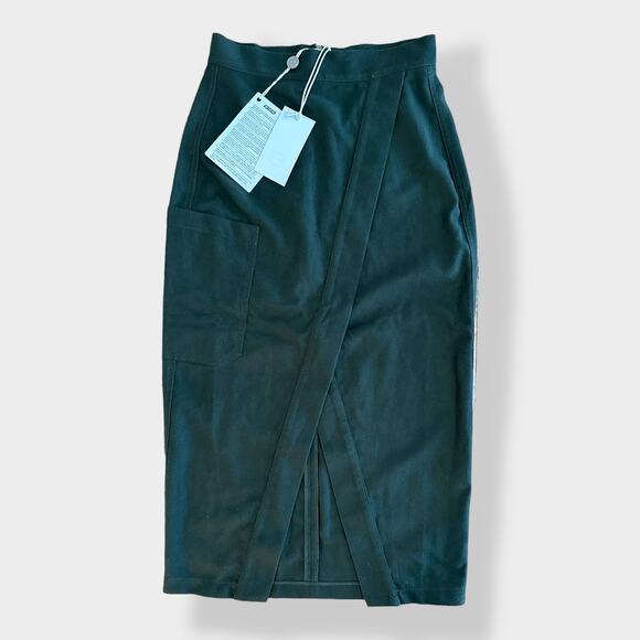 By YOOX Green Wrap Midi Skirt Italy NWT Size 38 US 2-4 - Picture 1 of 12